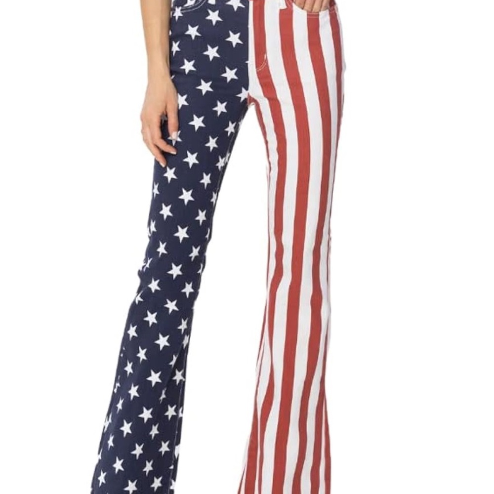 Judy Blue Patriotic Star and Stripe Flare Pants